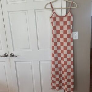 Checkered Maxi Dress in Red and Cream